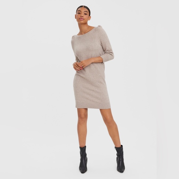 VERO MODA VMDOFFY Short Knitted Boat Neck  Knee Length DRESS Size S - Picture 4 of 14